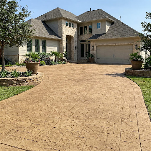 Stamped concrete driveway